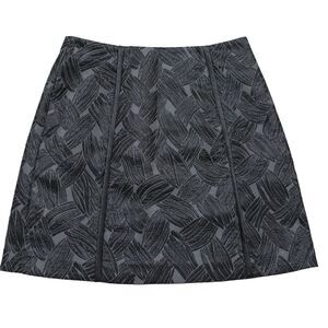 BCBG Max Azria Women’s XS Black A-Line Mini Skirt Faux Leather Trim Back Zip